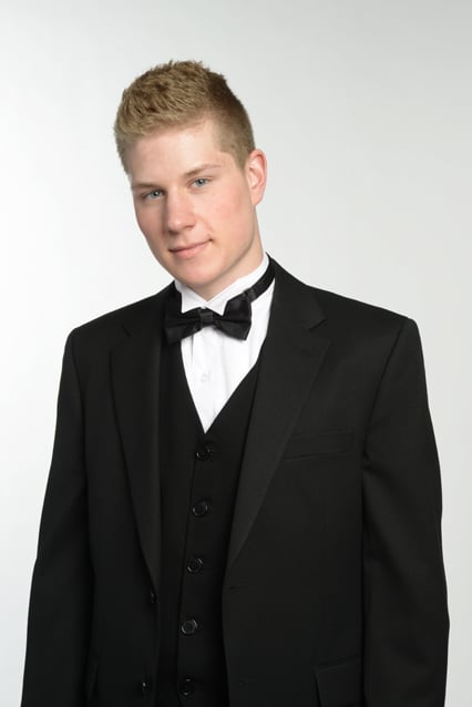 Dress it up with a black suit and Tux shirt