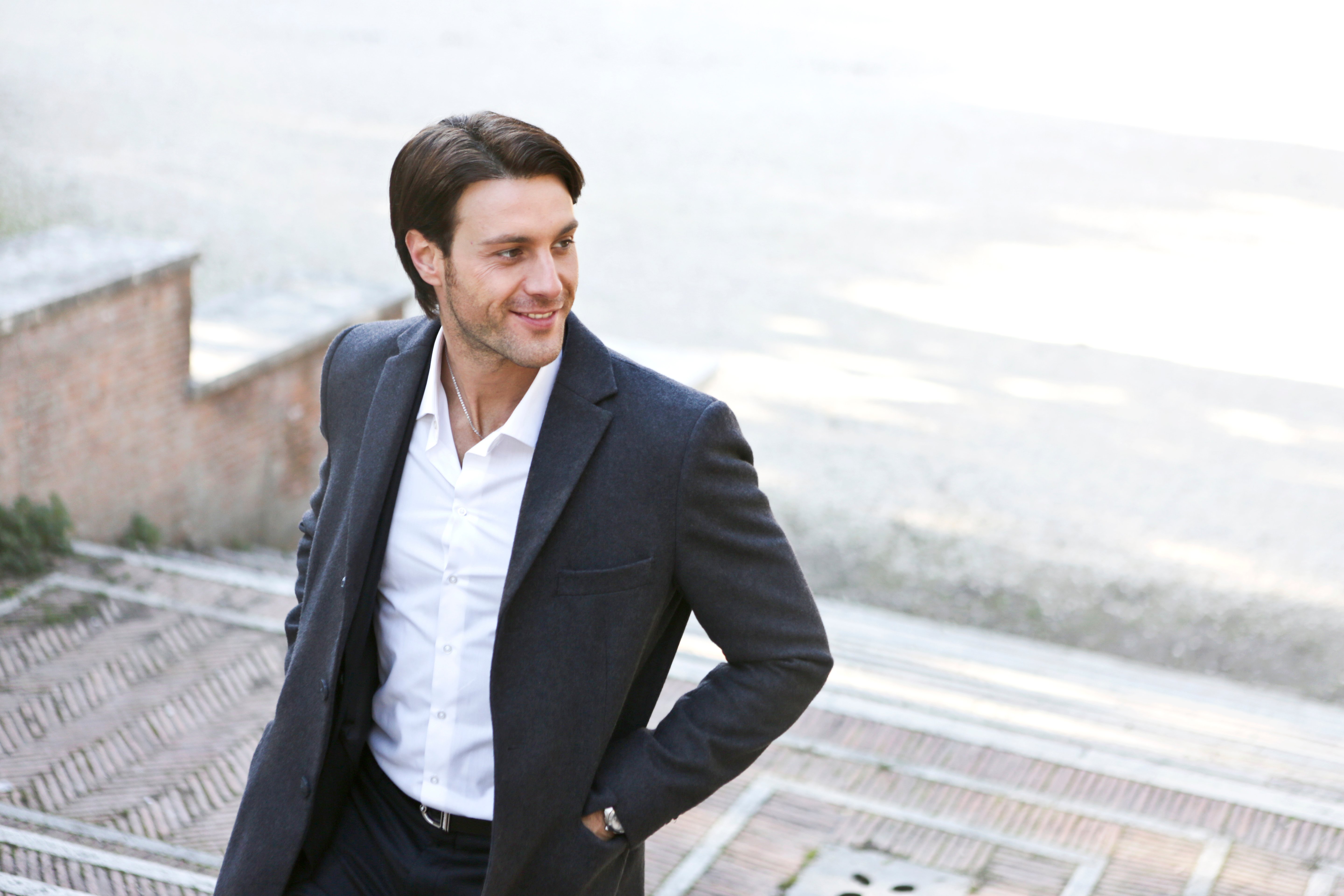 Man black sport coat